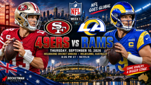 49ers vs Rams prediction NFL Week 1 Melbourne best bet September 10 2026