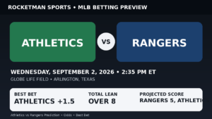 Athletics vs Rangers prediction odds and MLB betting preview September 2 2026