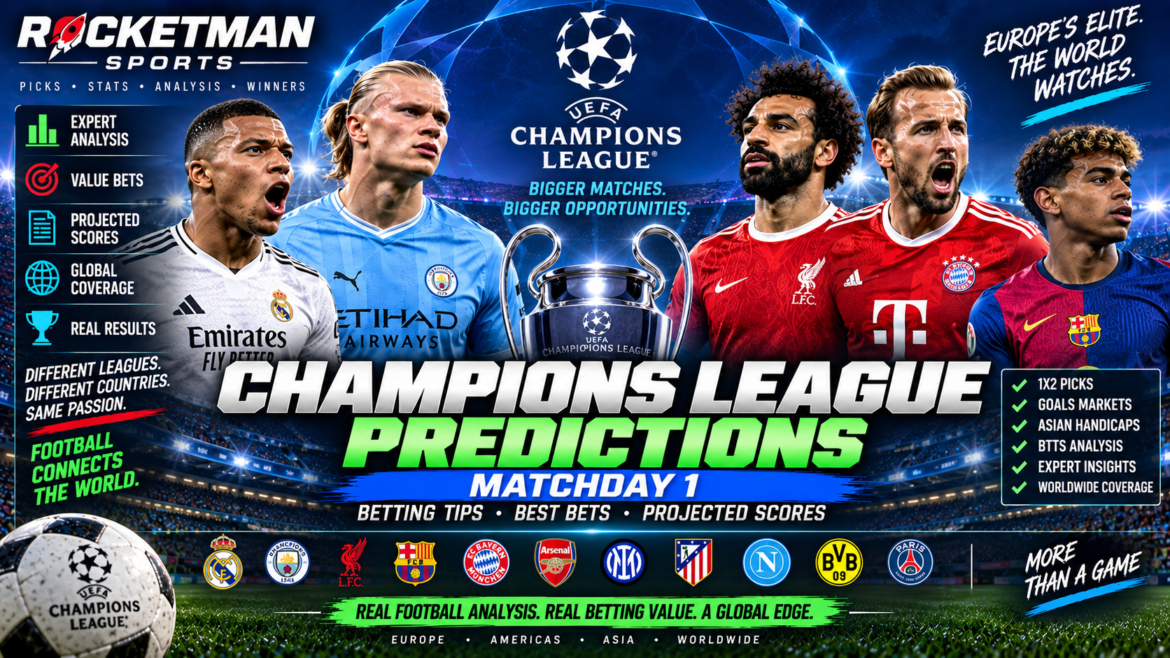 Champions League predictions Matchday 1 UEFA betting tips and best bets
