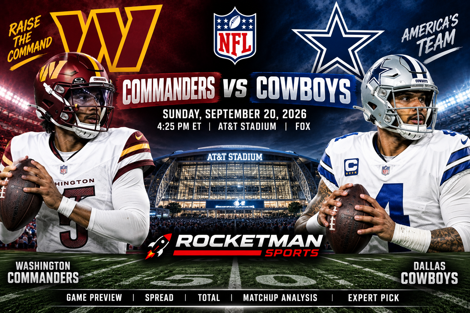 Commanders vs Cowboys prediction September 20 2026