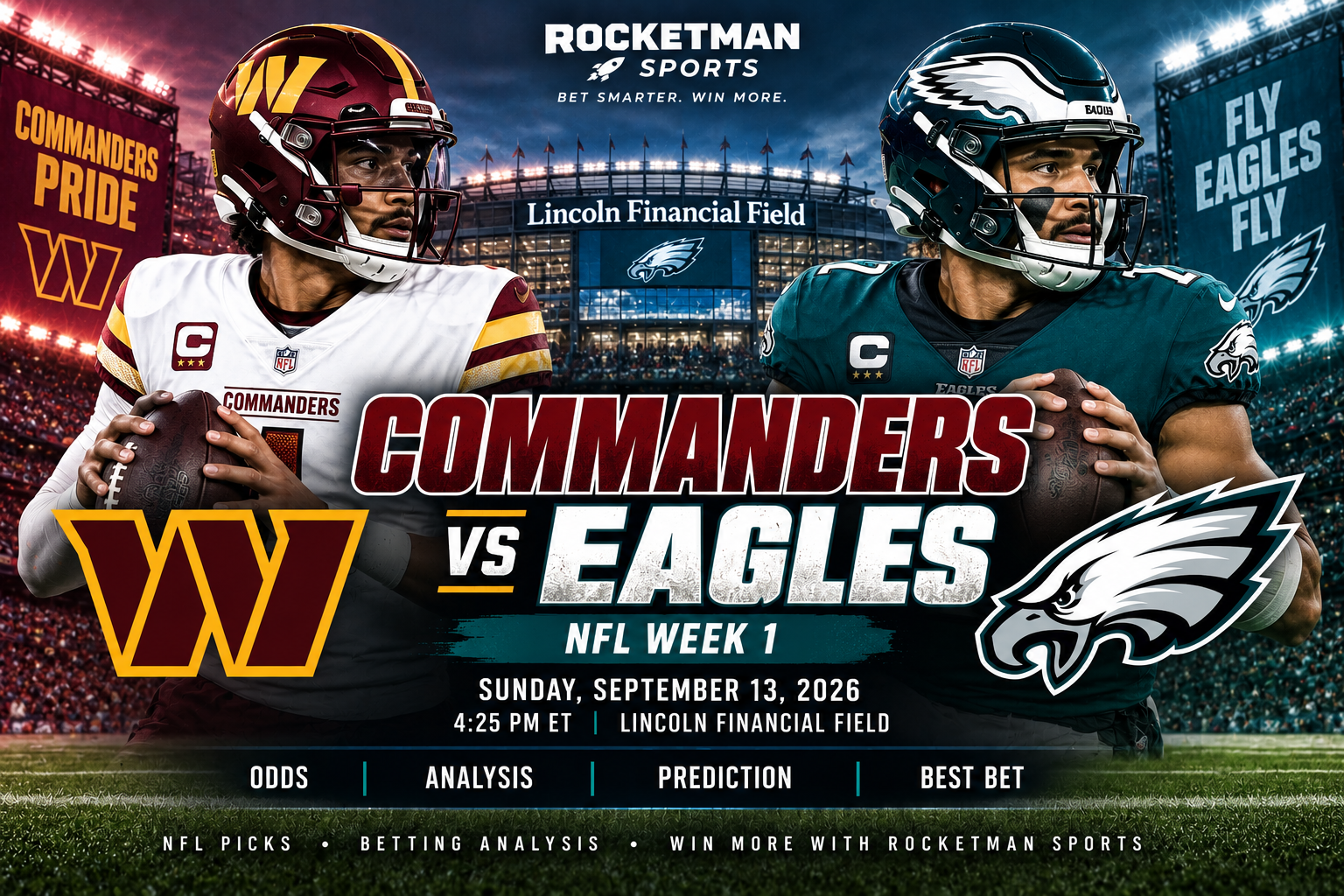 Commanders vs Eagles prediction 2026 NFL Week 1