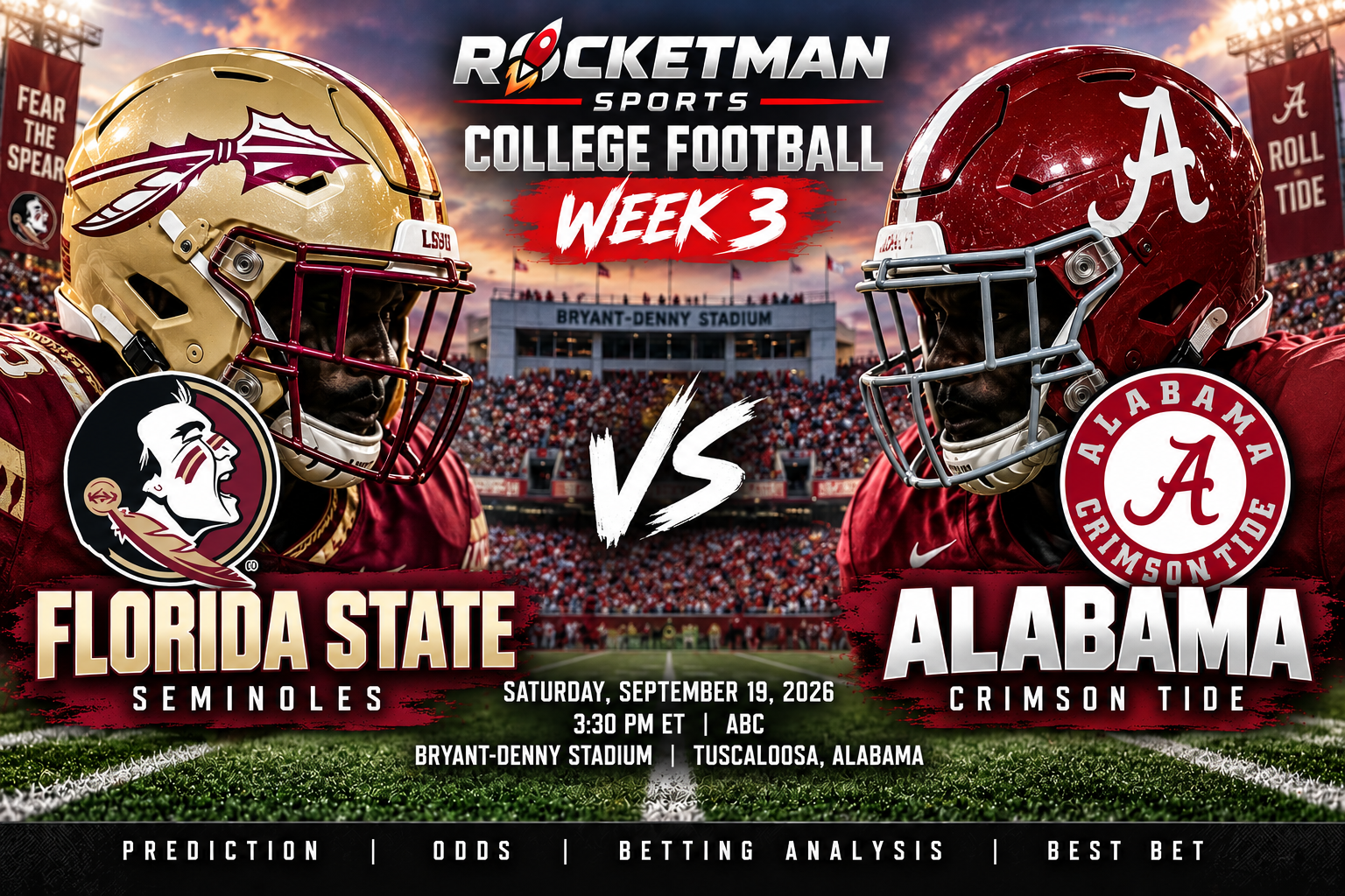 Florida State vs Alabama prediction College Football Week 3