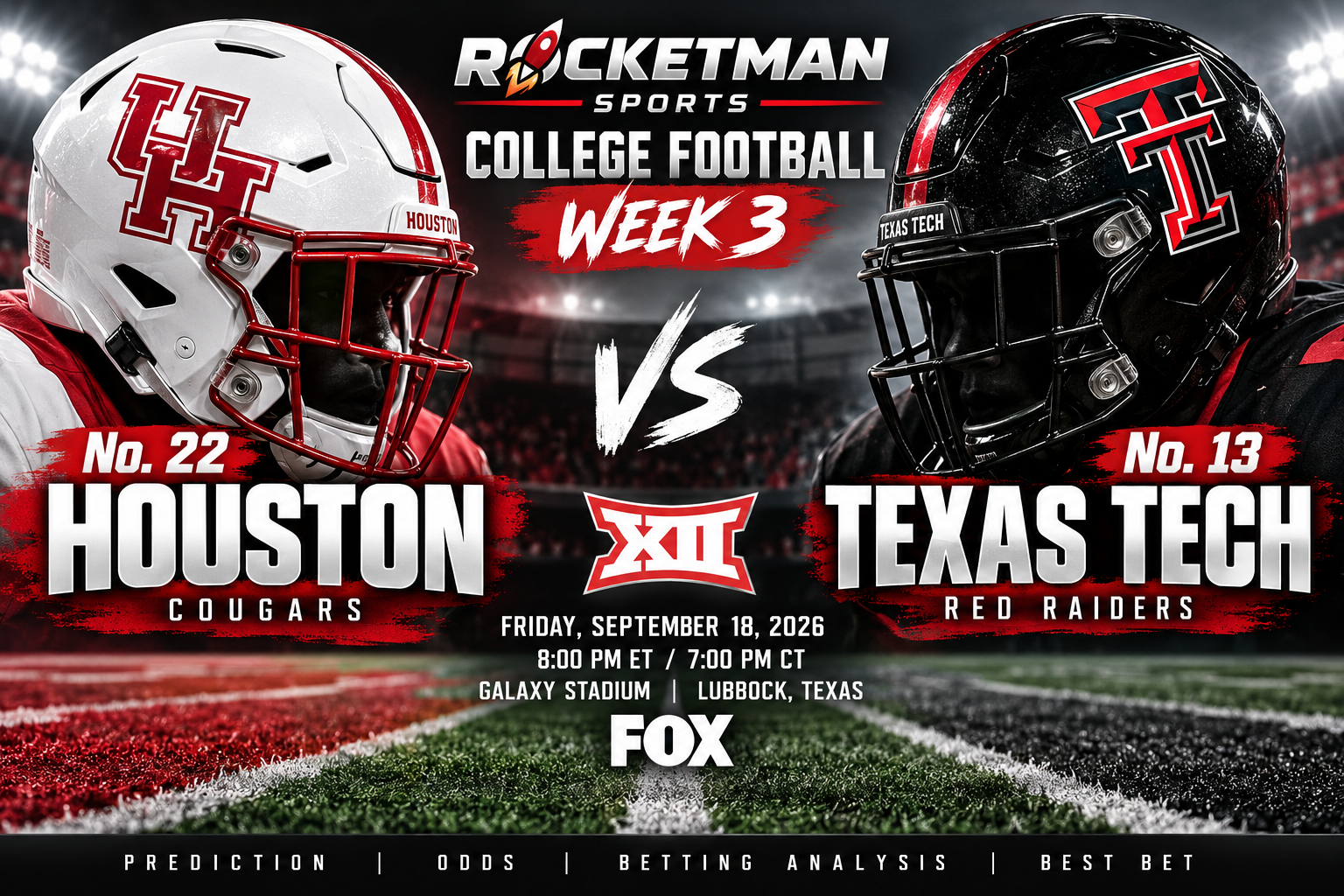 Houston vs Texas Tech prediction College Football Week 3