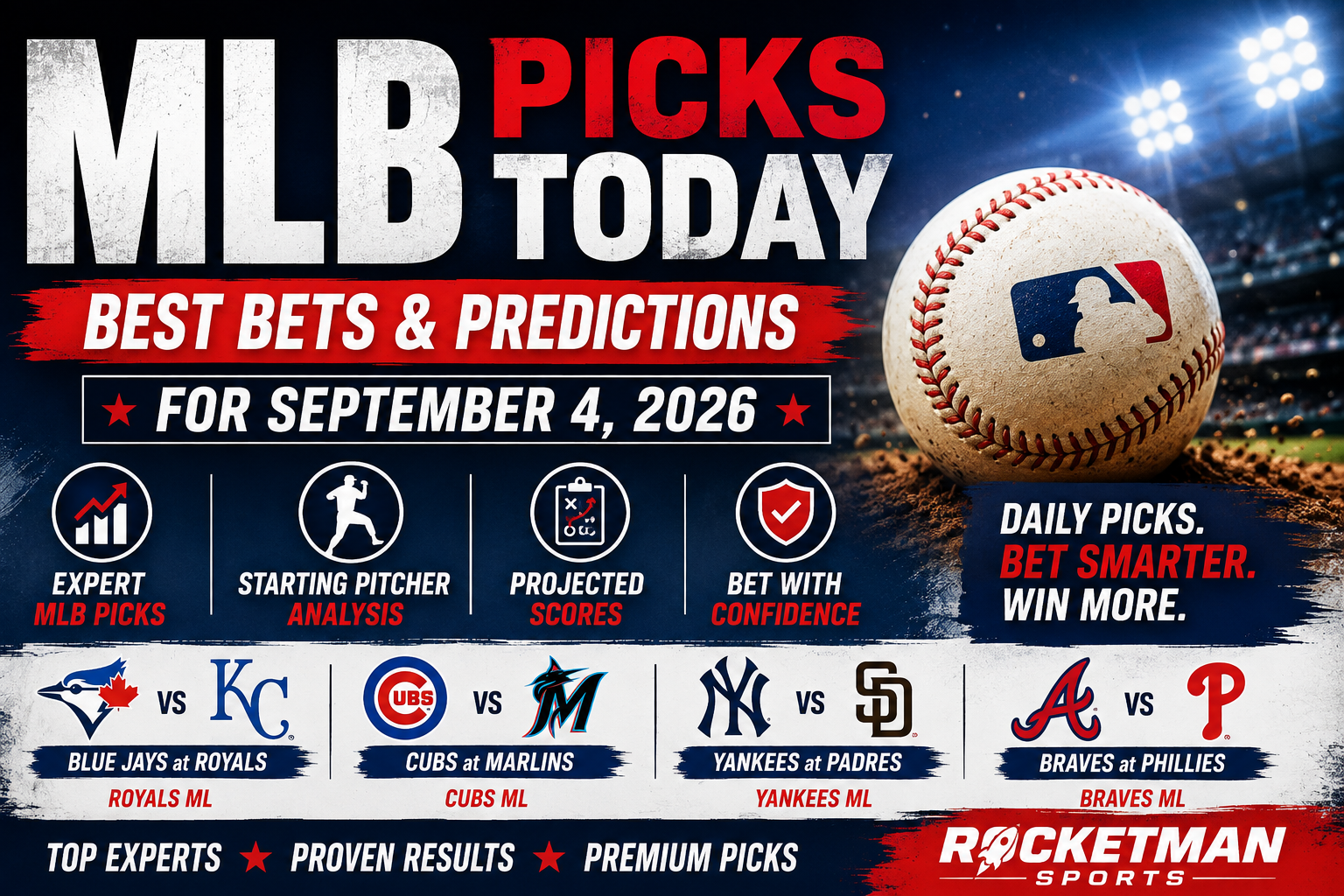 MLB picks today September 4 2026 baseball best bets and predictions