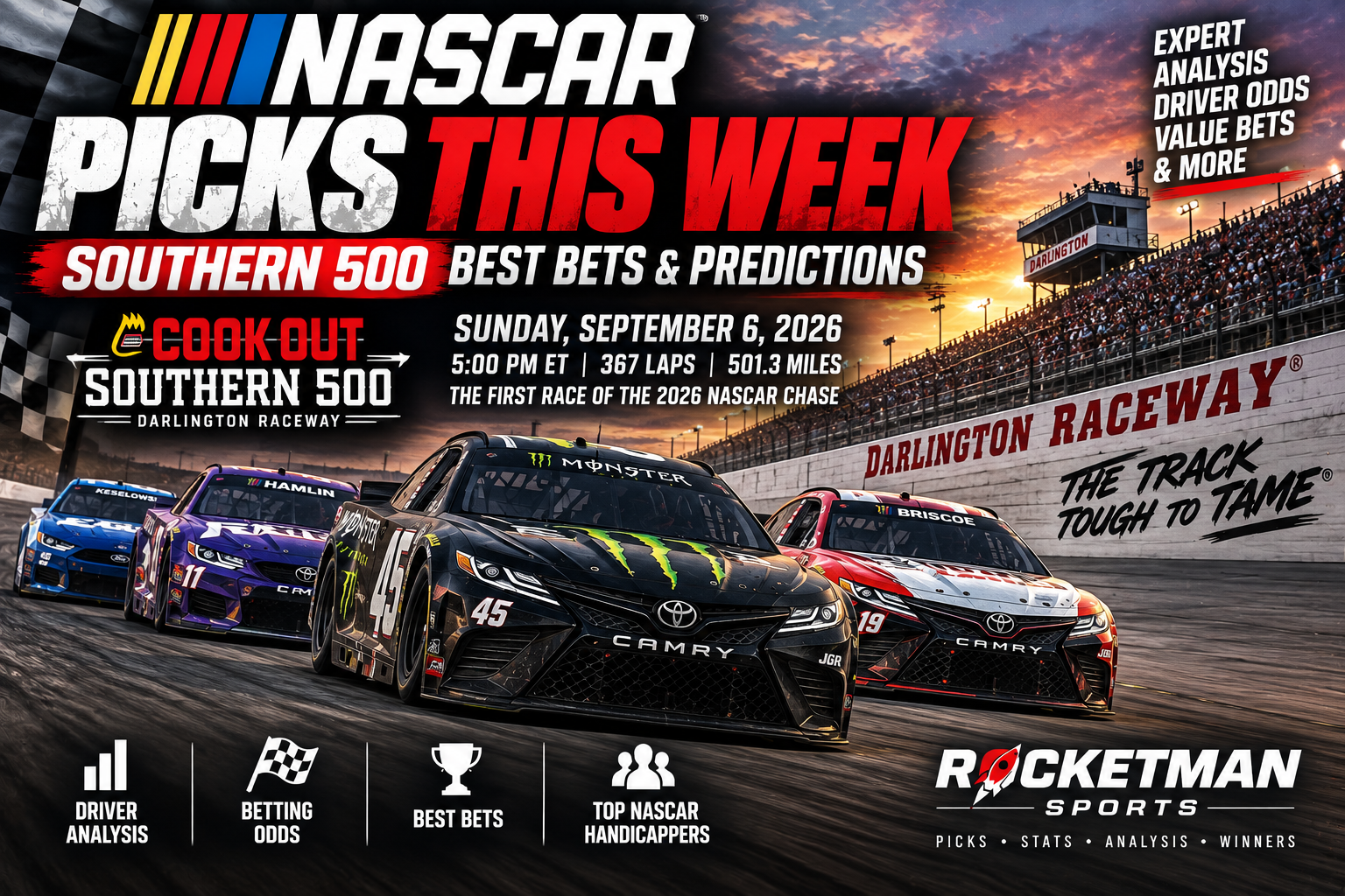 NASCAR picks this week Southern 500 best bets and predictions 2026