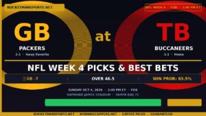 Packers vs Buccaneers picks predictions best bets NFL Week 4 October 4 2026 RocketmanSports