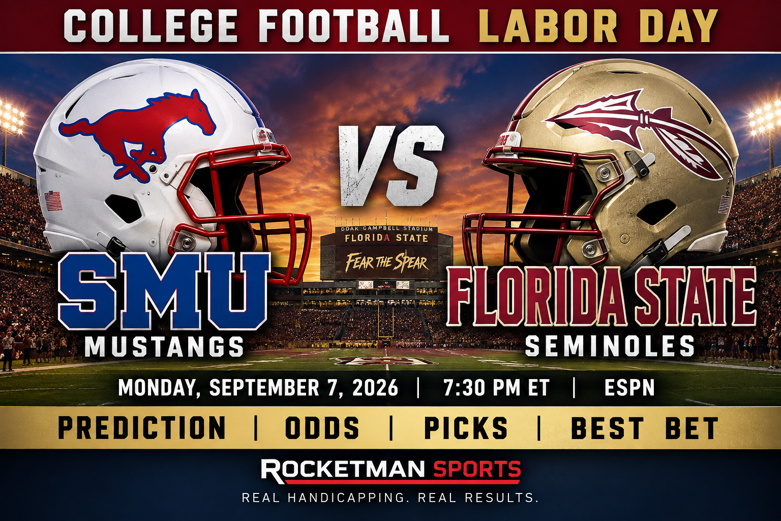 SMU vs Florida State prediction 2026 Labor Day college football