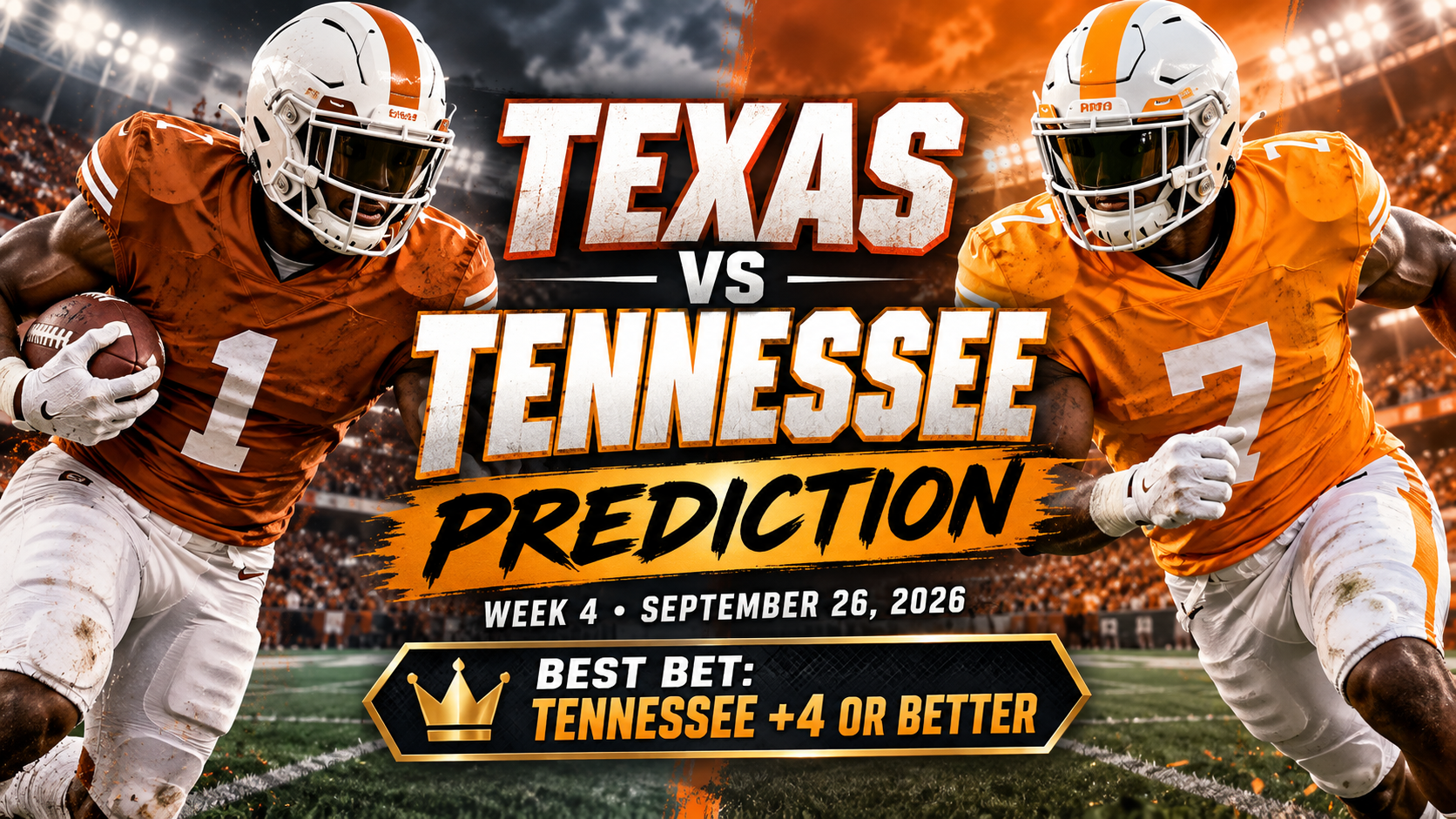 Texas vs Tennessee prediction College Football Week 4 2026